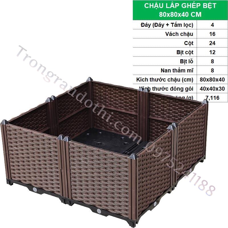 Chậu thông minh lắp ghép 80x80x40cm (Mã: CG222) - Ảnh 1